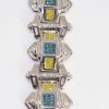 14KT White Gold Bracelet with White, Yellow & Blue Diamonds - Image 2
