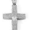14KT White Gold & Diamond Cross - Image 2