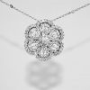 18KT White Gold Flower Pendant - Image 2