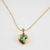 14KT Yellow Gold & Blue Topaz Heart Pendant - Image 2