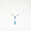 14KT White Gold Tear Drop Blue Topaz & Diamond Pendant - Image 2