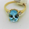 4.00 Ct Aquamarine and 0.20 Ct Diamonds Retro Ring 14k