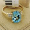 4.00 Ct Aquamarine and 0.20 Ct Diamonds Retro Ring 14k