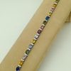 9.50 Ct Unheated Sapphire and 1.14 Ct Diamond Contemporary Bracelet 14k