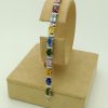 9.50 Ct Unheated Sapphire and 1.14 Ct Diamond Contemporary Bracelet 14k on a piece of carton
