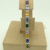 9.50 Ct Unheated Sapphire and 1.14 Ct Diamond Contemporary Bracelet 14k
