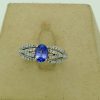 0.25 Ct Tanzanite and 0.44 Ct Diamond Contemporary Ring 14k