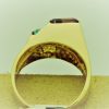1.00 Ct Amethyst and 1.0 Ct Blue Topaz Retro Statement Ring 14k on a piece of carton