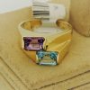 1.00 Ct Amethyst and 1.0 Ct Blue Topaz Retro Statement Ring 14k