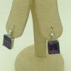 12.00 Ct Amethyst and 0.40 Ct Diamond Short Drop Earrings 18k hanging on carton ears