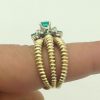1.07 Ct Colombian Emerald and 0.75 Ct Diamonds Art Deco Twisted Cocktail Ring 18k