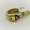 1.00 Ct Amethyst and 0.05 Ct Ruby Designer Inspired 18k and 925 Stirling Silver Ring