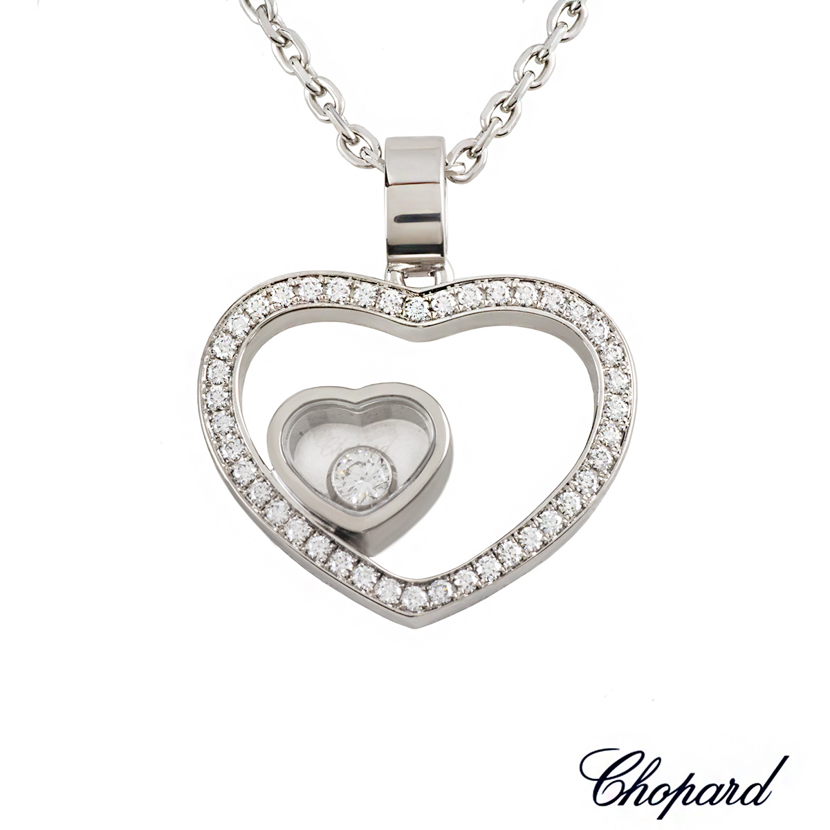 18kt White Gold Diamond Heart Pendant - Hearts - Pendants