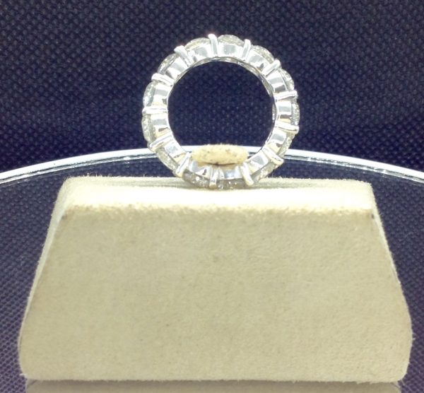 14k White Gold 6.50 Ct Diamond Eternity Band G/SI2 in a jewelry box (back view)