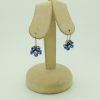 18K White Gold 6 CT Unheated Sapphire Flower Earrings W/ 0.60 CT VS Diamond hanging on fake carton ears
