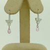Delicate 18k White Gold Earring 1.50 Ct Diamonds and 0.50 Ct Briolette Sapphires hanging on fake ears