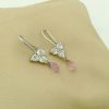 Delicate 18k White Gold Earring 1.50 Ct Diamonds and 0.50 Ct Briolette Sapphires on a pillow