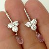 Delicate 18k White Gold Earring 1.50 Ct Diamonds and 0.50 Ct Briolette Sapphires