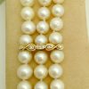 3 Row South Sea Cultured Pearls 8mm 18k Yellow Gold Clasp w/ VS Diamonds accents
