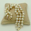 3 Row South Sea Cultured Pearls 8mm 18k Yellow Gold Clasp w/ VS Diamonds accents