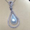 18.7 Ct Mabe Pearl with 1.00 Ct Diamond 14k White Gold Pendant with 16" 14k White Gold Chain