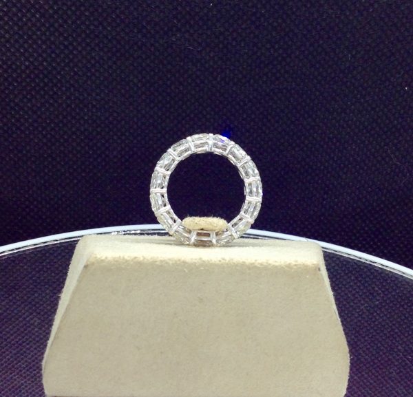 9.10 Ct Diamond Eternity Platinum Ring in a jewelry box (back view)